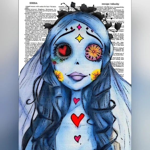 Nightmare Before Christmas Corpse Bride Tim Burton Dictionary Art Print Bundle - Picture 2 of 7